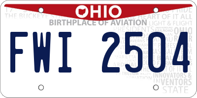 OH license plate FWI2504