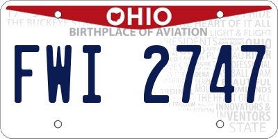 OH license plate FWI2747