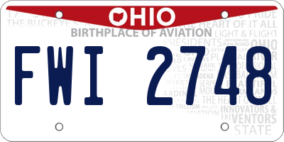 OH license plate FWI2748