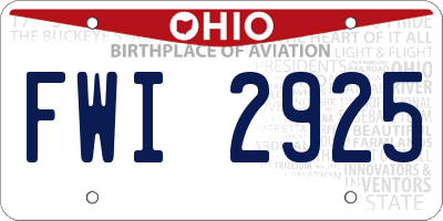 OH license plate FWI2925