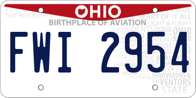 OH license plate FWI2954