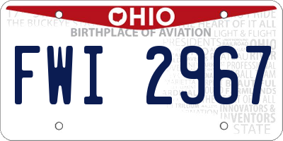 OH license plate FWI2967
