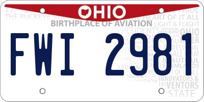 OH license plate FWI2981