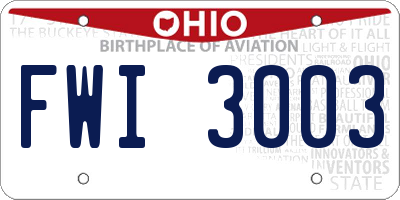 OH license plate FWI3003