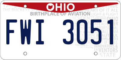 OH license plate FWI3051