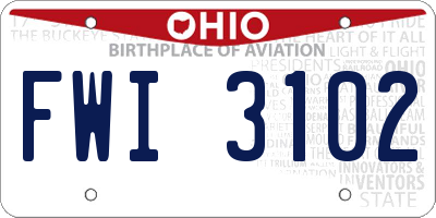 OH license plate FWI3102