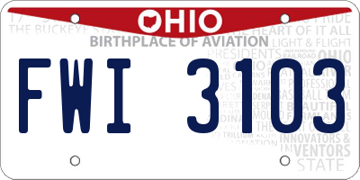 OH license plate FWI3103