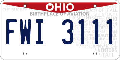 OH license plate FWI3111