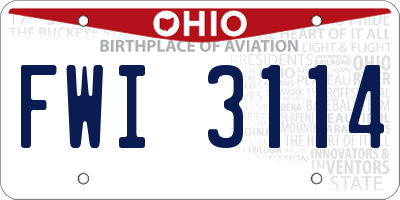 OH license plate FWI3114