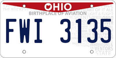 OH license plate FWI3135