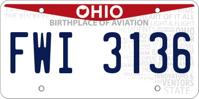 OH license plate FWI3136