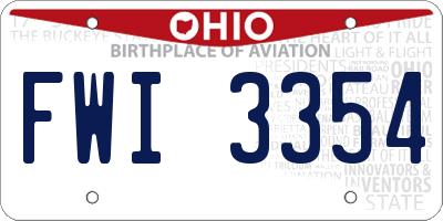 OH license plate FWI3354