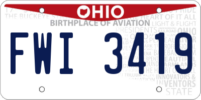 OH license plate FWI3419