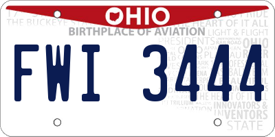 OH license plate FWI3444