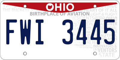 OH license plate FWI3445