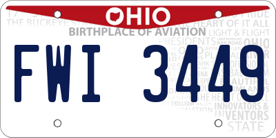 OH license plate FWI3449