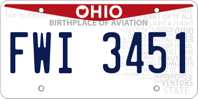 OH license plate FWI3451