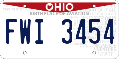 OH license plate FWI3454
