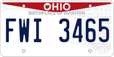 OH license plate FWI3465