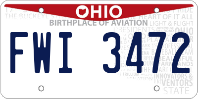 OH license plate FWI3472