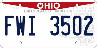 OH license plate FWI3502