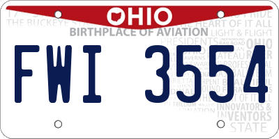 OH license plate FWI3554