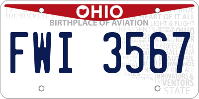 OH license plate FWI3567
