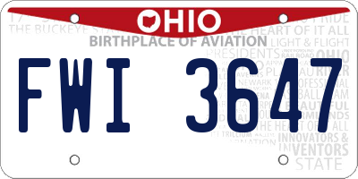 OH license plate FWI3647