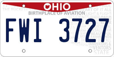 OH license plate FWI3727