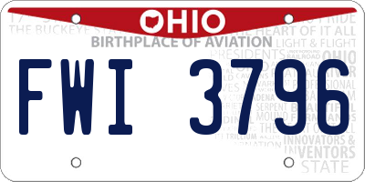 OH license plate FWI3796