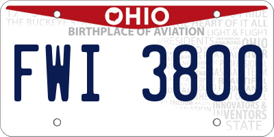 OH license plate FWI3800