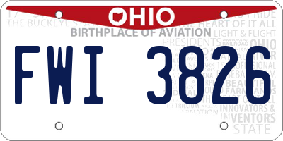 OH license plate FWI3826