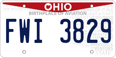OH license plate FWI3829