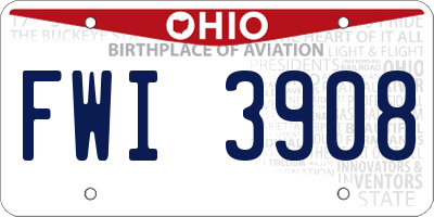 OH license plate FWI3908