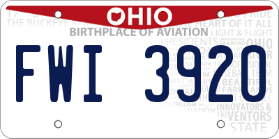 OH license plate FWI3920