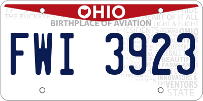 OH license plate FWI3923