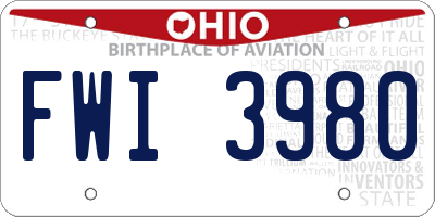 OH license plate FWI3980
