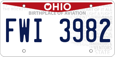 OH license plate FWI3982