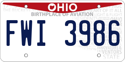 OH license plate FWI3986