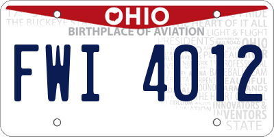 OH license plate FWI4012