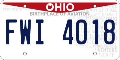 OH license plate FWI4018