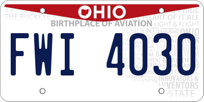 OH license plate FWI4030