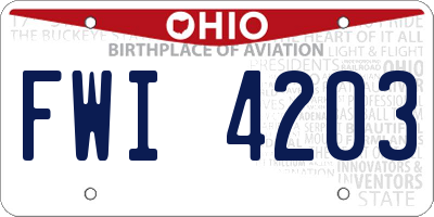 OH license plate FWI4203