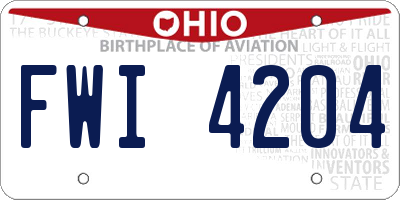 OH license plate FWI4204