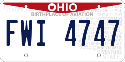 OH license plate FWI4747