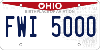 OH license plate FWI5000