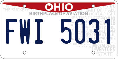 OH license plate FWI5031