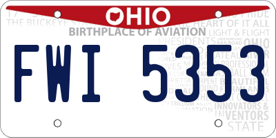 OH license plate FWI5353