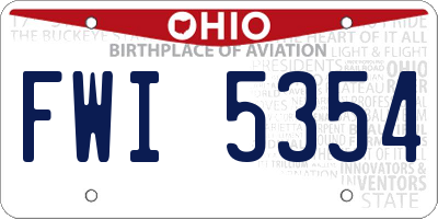 OH license plate FWI5354