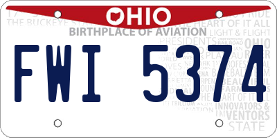 OH license plate FWI5374